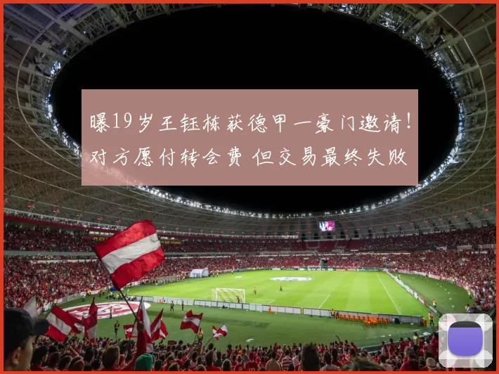 曝19岁王钰栋获德甲一豪门邀请！对方愿付转会费 但交易最终失败